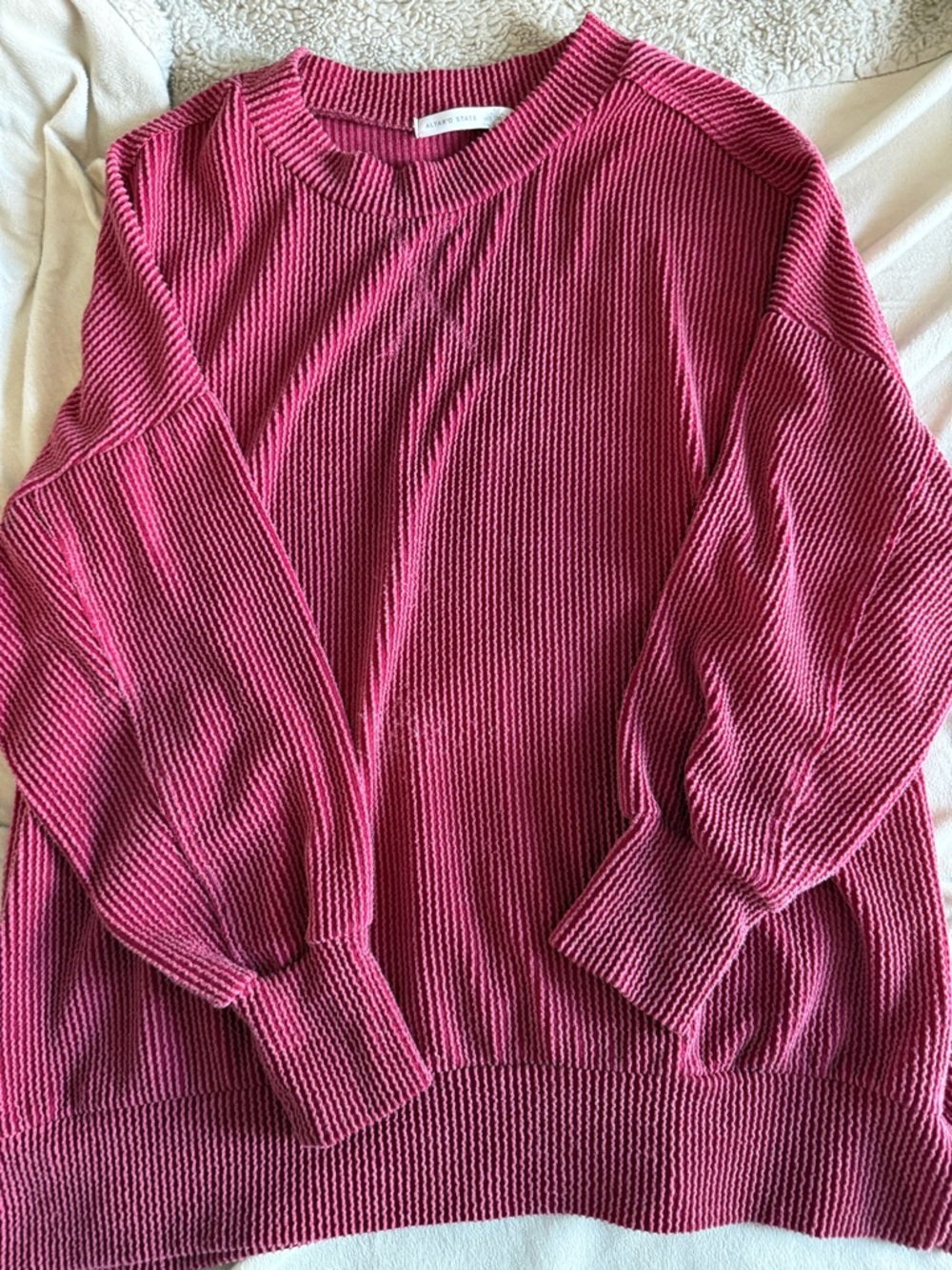 Altr’d State Ribbed Crewneck Top- Red 
size M